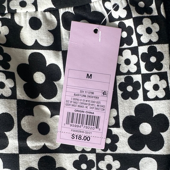 NWT Black and White 80s Floral Patterned Pants - Picture 4 of 8